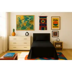 ARMONIA - Conjunto de sábanas para cama de 1 plaza 144 hilos negro
