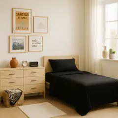 ARMONIA - Juego de cama Twin de 1 plaza 144 hilos patrón azabache