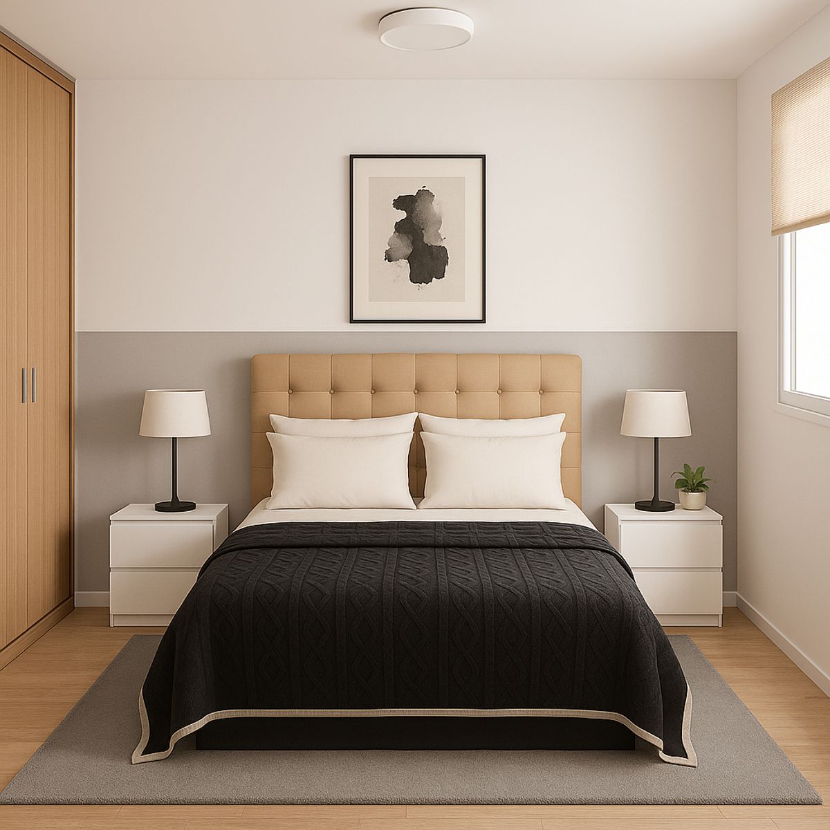 ARMONIA - Cobertor polar Sherpa negro geométrico 160x220 extra suave living CL