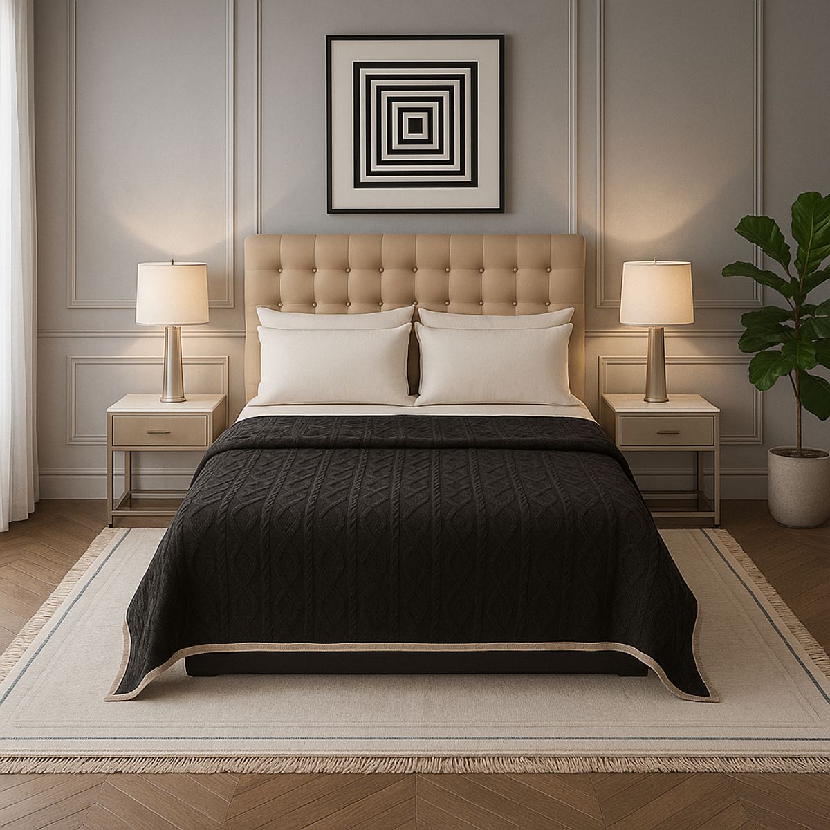 ARMONIA - Manta frazada Sherpa geométrica extra suave polar dormitorio