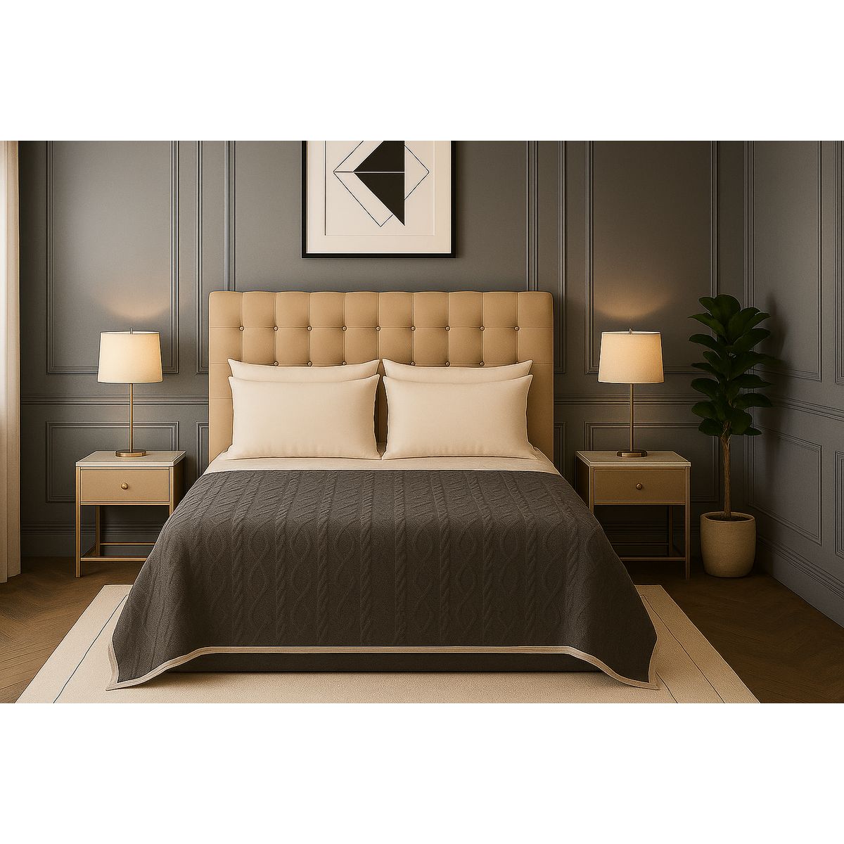 ARMONIA - Manta polar Sherpa 160x220 diseño geométrico hogar moderno