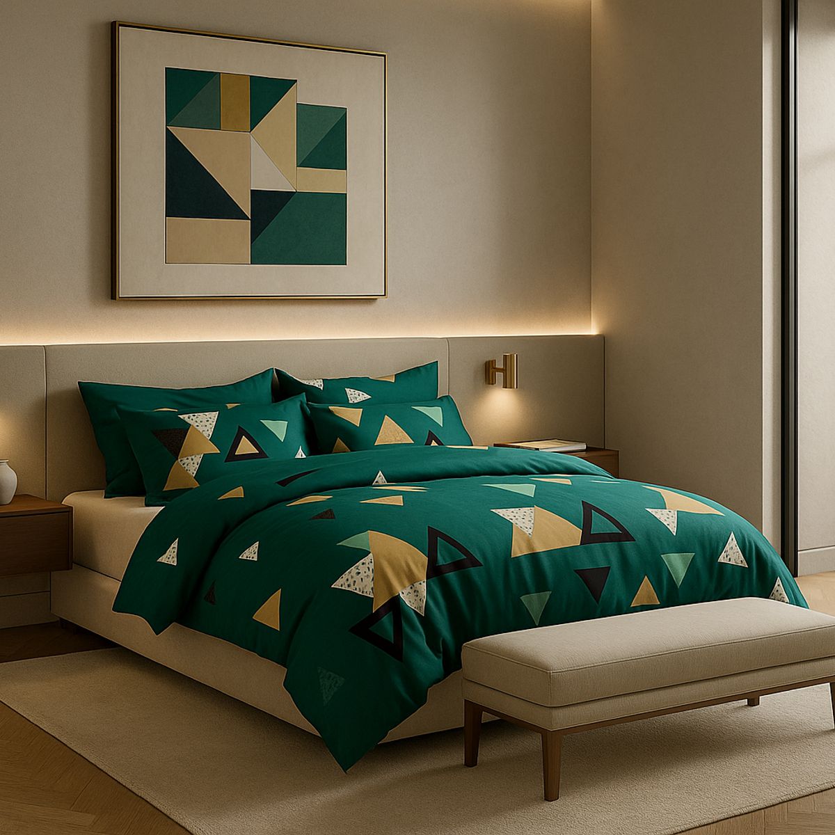 ARMONIA - Juego de cama 800 hilos triángulos 15 plz tacto seda 828