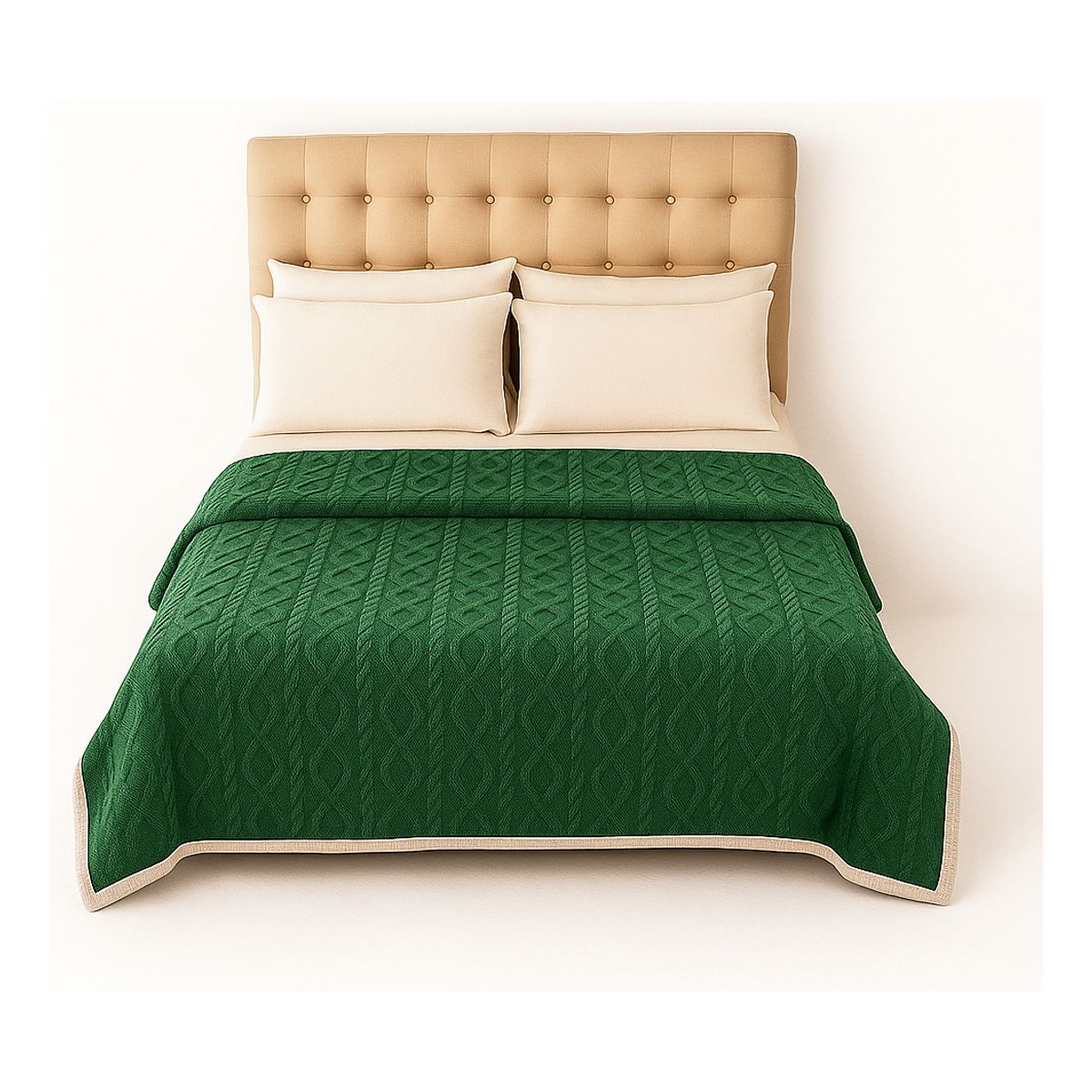 ARMONIA - Manta Sherpa doble faz verde geométrico 160x220 ultra suave sofá cama