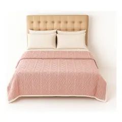 ARMONIA - Manta Sherpa rosa palo diseño geométrico 160x220 ultra suave cama sofá