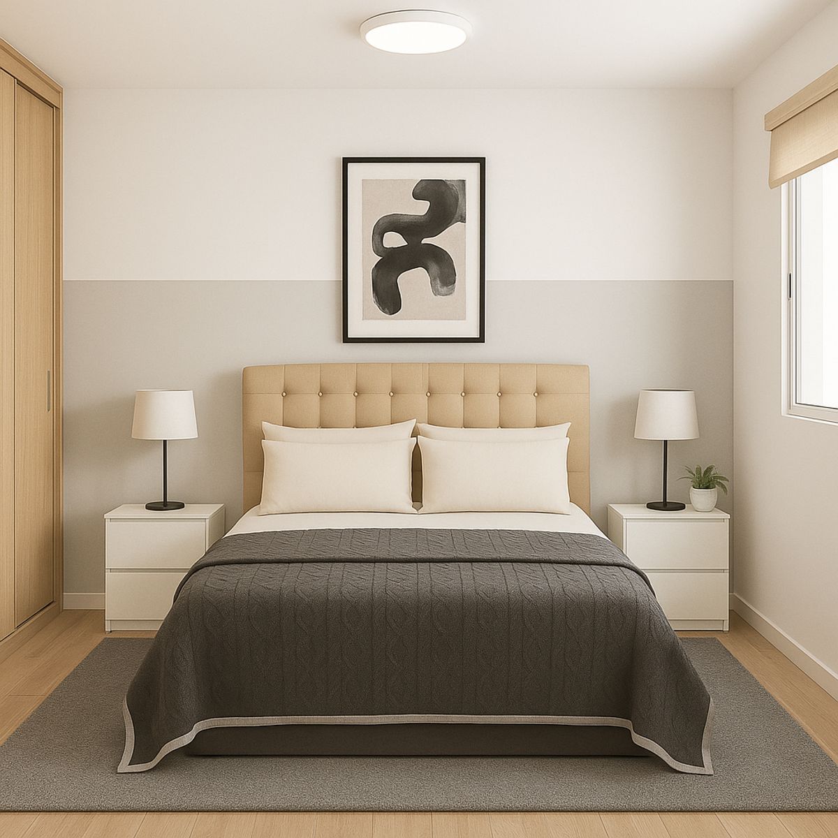 ARMONIA - Frazada Sherpa gris oscuro 160x220 patrón geométrico doble faz dormitorio