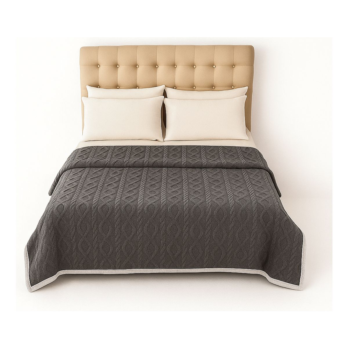 ARMONIA - Manta Sherpa suave verde claro diseño geométrico 160x220 cama sofá