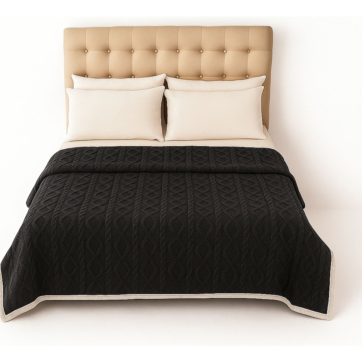 ARMONIA - Manta Sherpa suave verde claro diseño geométrico 160x220 cama sofá