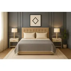 ARMONIA - Cobija Sherpa gris 160x220 diseño geométrico microfibra premium