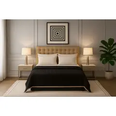 ARMONIA - Cobija Sherpa negra 160x220 diseño geométrico abrigadora premium