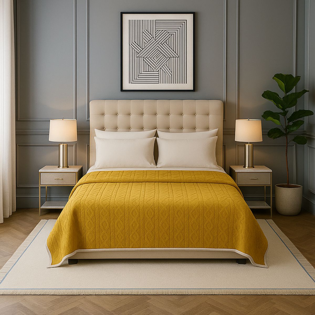 ARMONIA - Cobertor Sherpa diseño geométrico 160x220 doble faz confortable