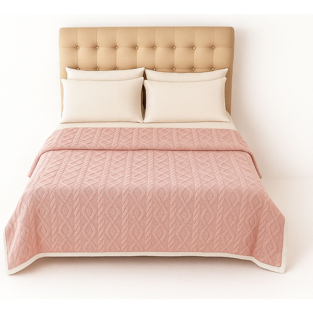 ARMONIA - Manta Sherpa rosa palo diseño geométrico 160x220 ultra suave cama sofá