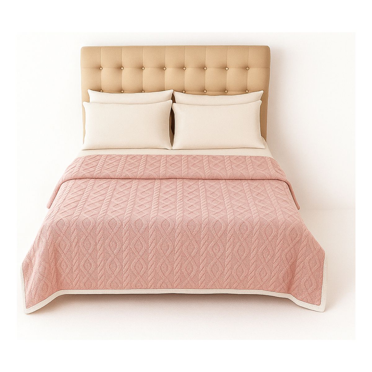 ARMONIA - Manta Sherpa rosa palo diseño geométrico 160x220 ultra suave cama sofá