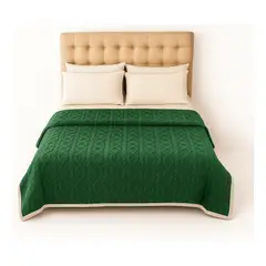 ARMONIA - Manta Sherpa doble faz verde geométrico 160x220 ultra suave sofá cama