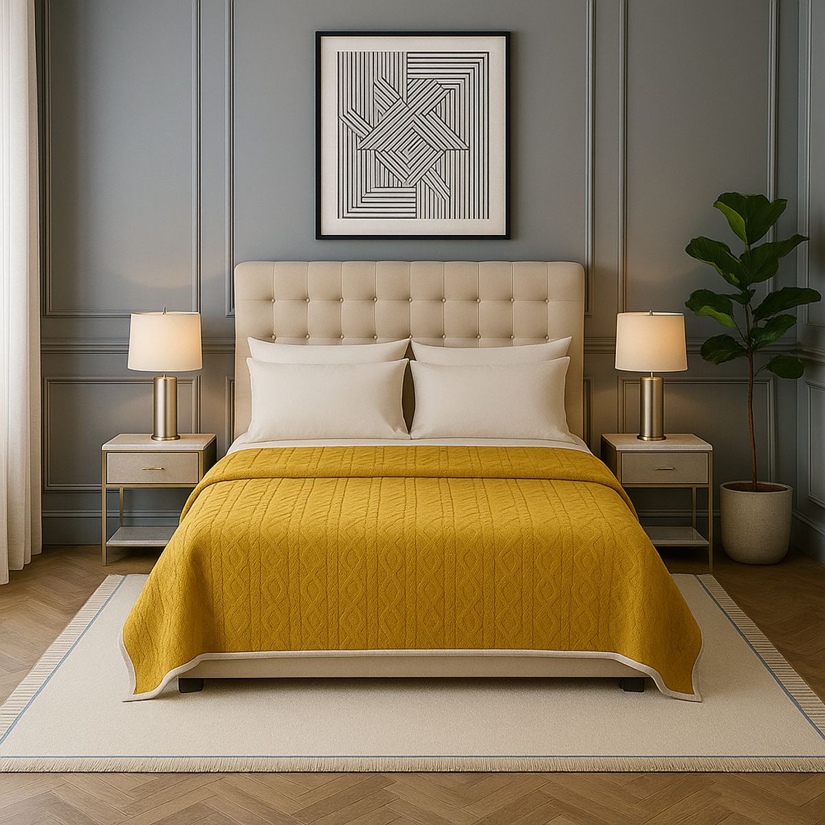 ARMONIA - Manta Sherpa suave diseño geométrico 160x220 cama sofá