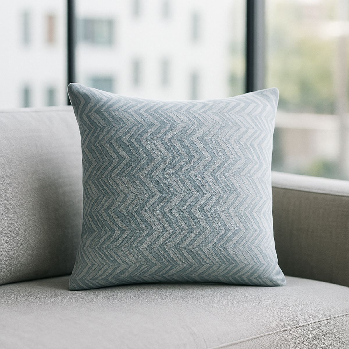 ARMONIA - Funda almohadón azul 45x45 tejido texturizado moderno confort chic hogar 760