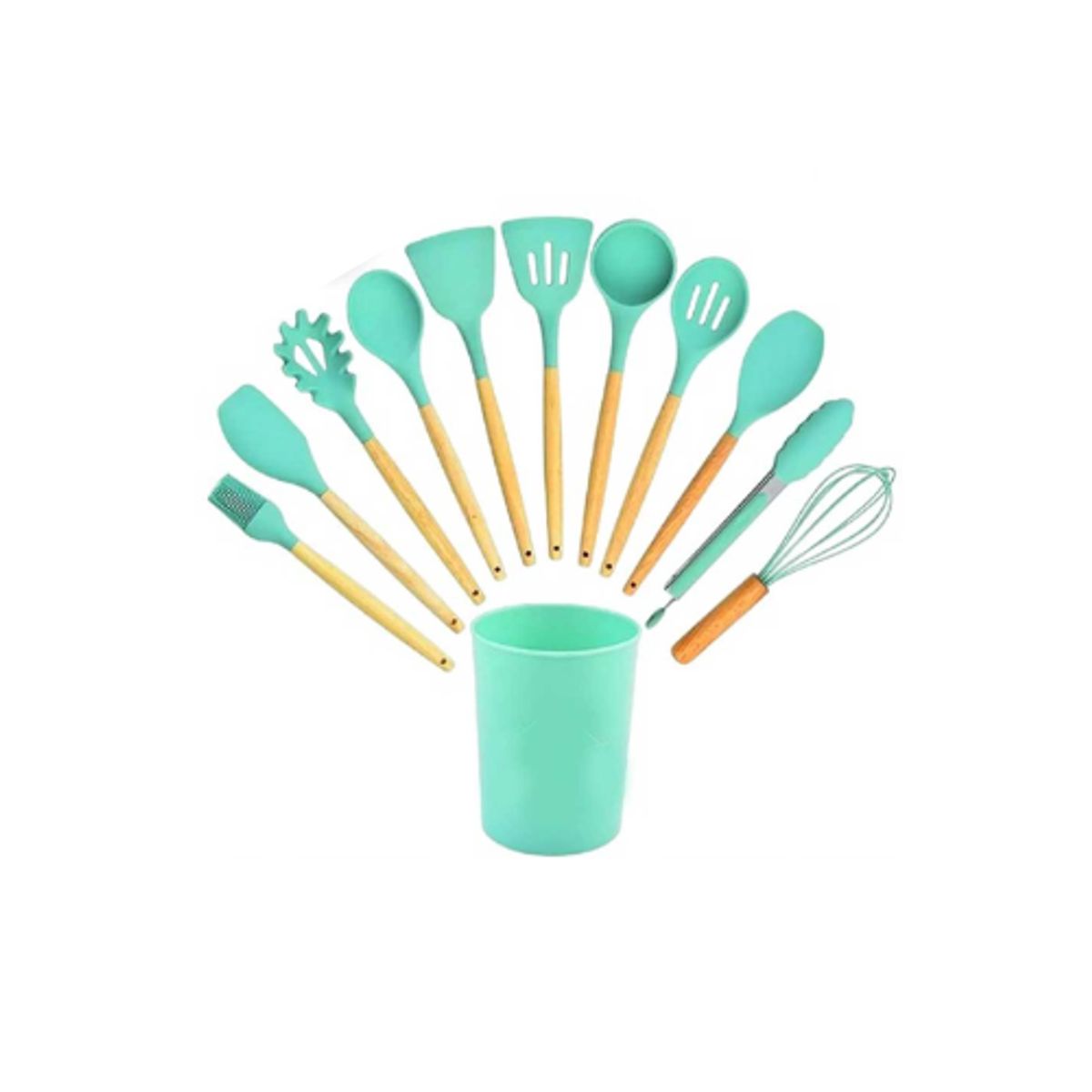 GENERICO - Set Utensilios De Cocina Verde 12 Piezas
