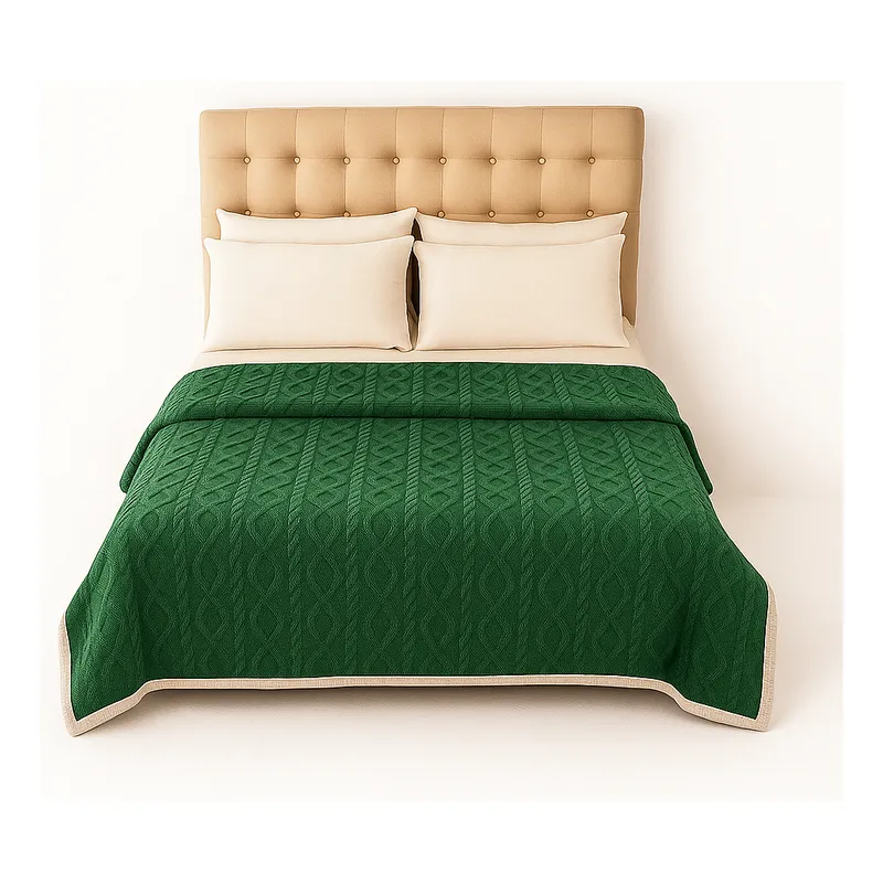 ARMONIA - Manta Sherpa doble faz verde geométrico 160x220 ultra suave sofá cama