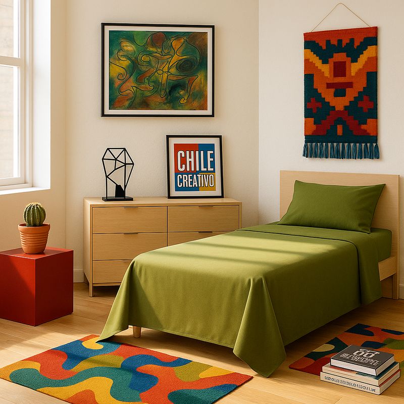 ARMONIA - Ropa de cama 1 plaza Twin 144 hilos motivo verdoso