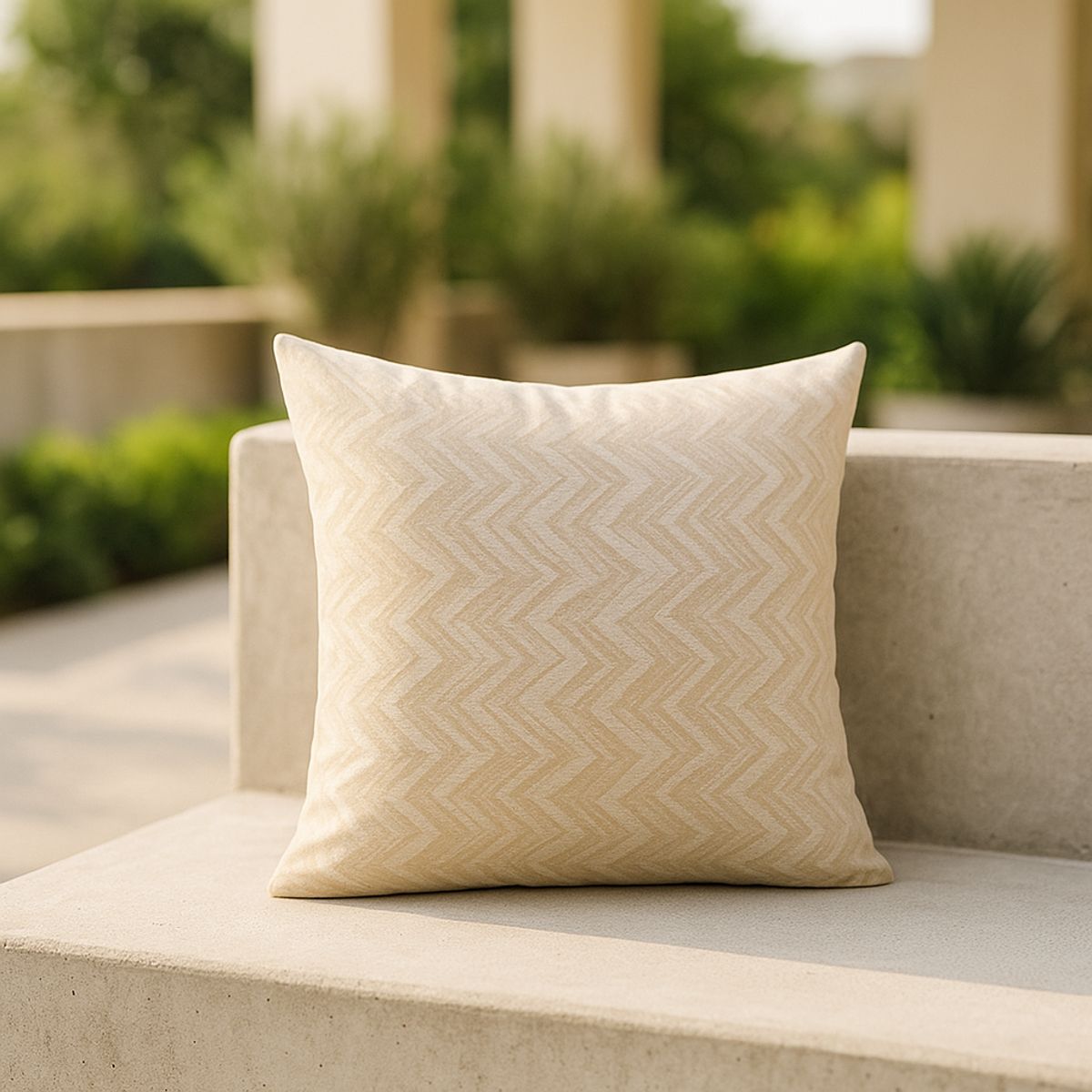 ARMONIA - Funda almohadón beige 45x45 tejido texturizado moderno confort chic hogar 760