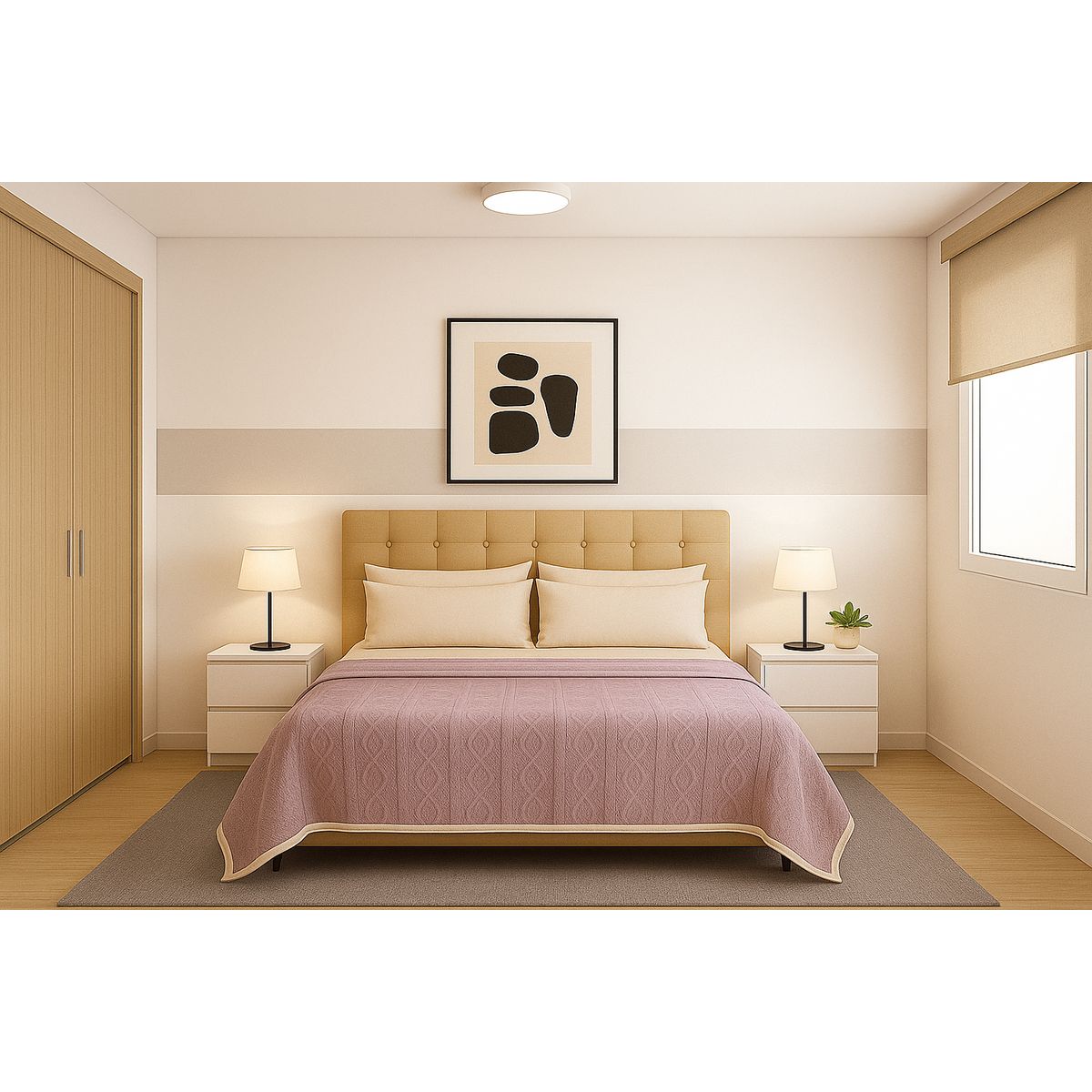 ARMONIA - Manta polar Sherpa 160x220 diseño geométrico lila hogar moderno