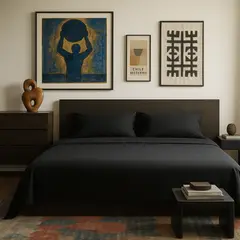 ARMONIA - Set de sábanas Azabache Super King size 144 hilos Unicolor