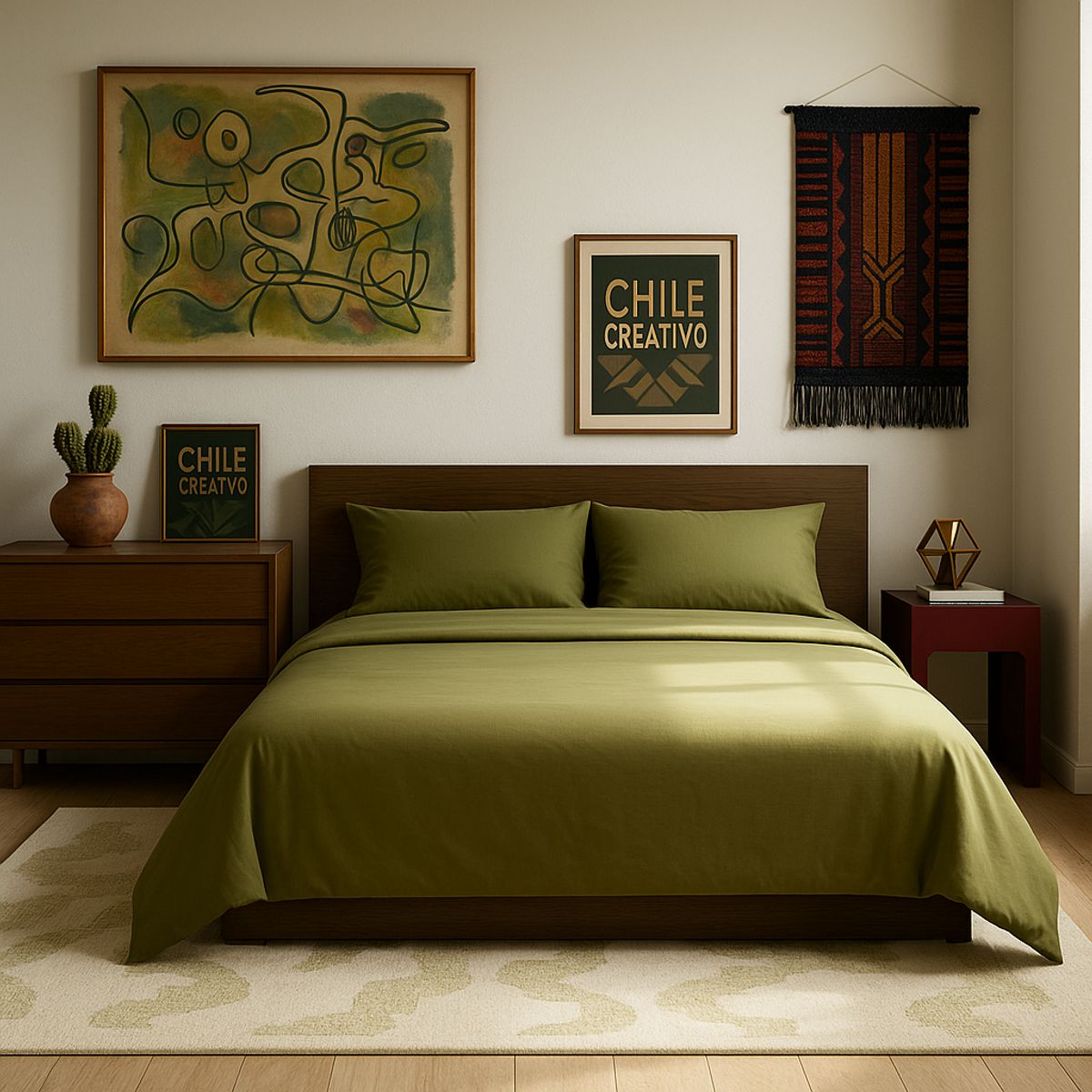 ARMONIA - Juego de sábanas Verde SuperKing 144 hilos Liso