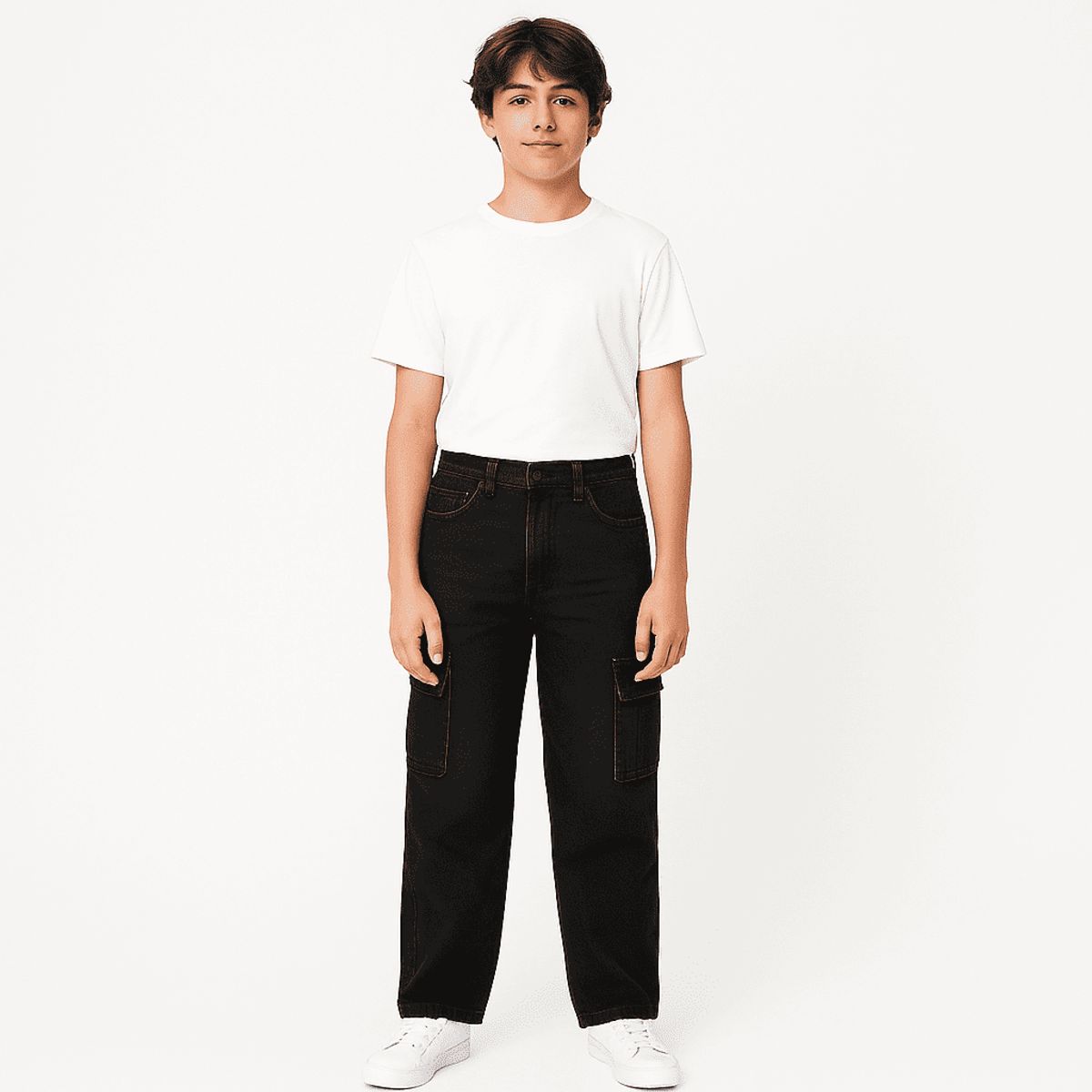 KIBOU - Pantalón Jeans Cargo Baggy Niño