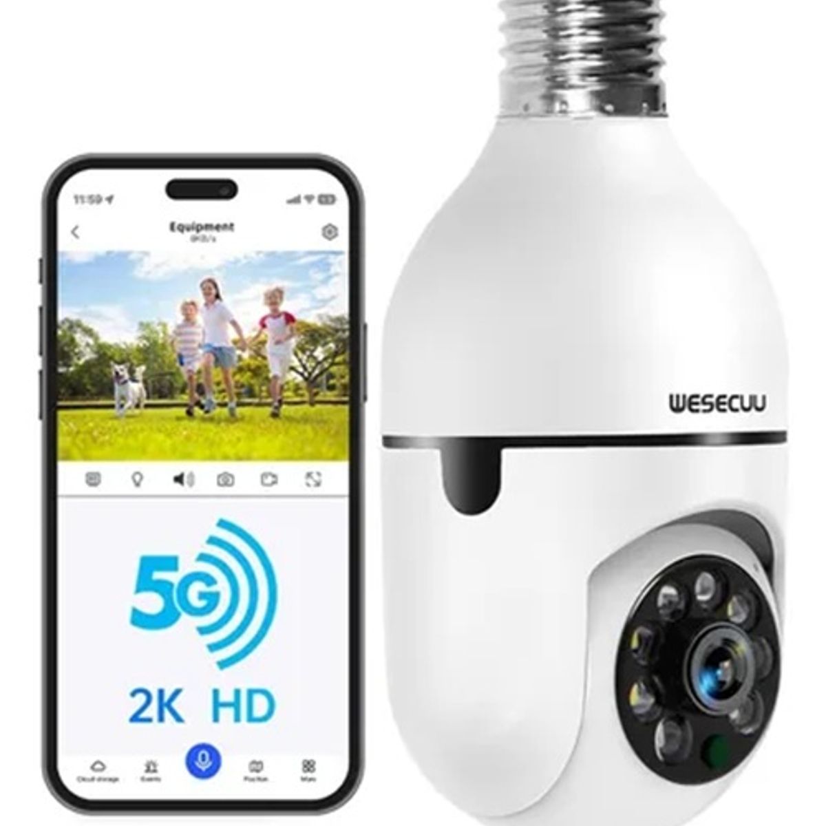 GENERICO - Camara Ampolleta Seguridad Wifi Panorámica 360° Hd Blanco JT-9296