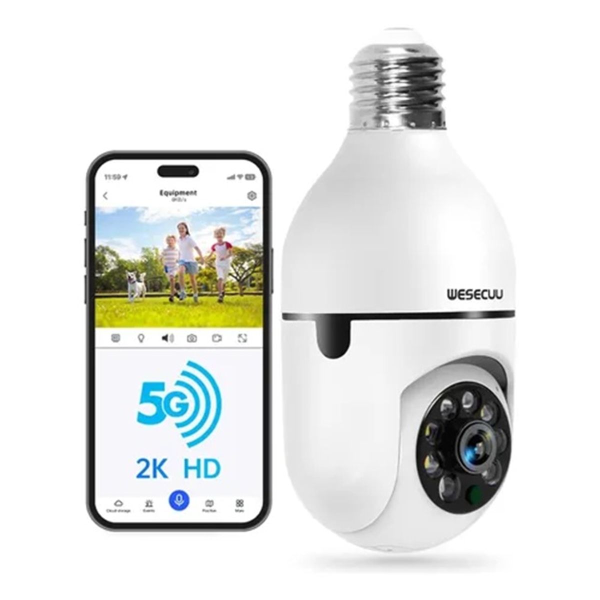GENERICO - Camara Ampolleta Seguridad Wifi Panorámica 360° Hd Blanco JT-9296