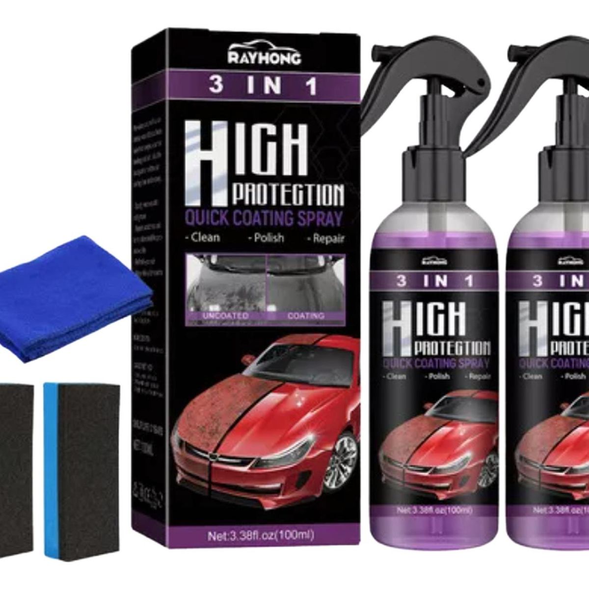 GENERICO - Spray De Revestimiento Cerámico Para Automóviles 3 En 1, 2 U