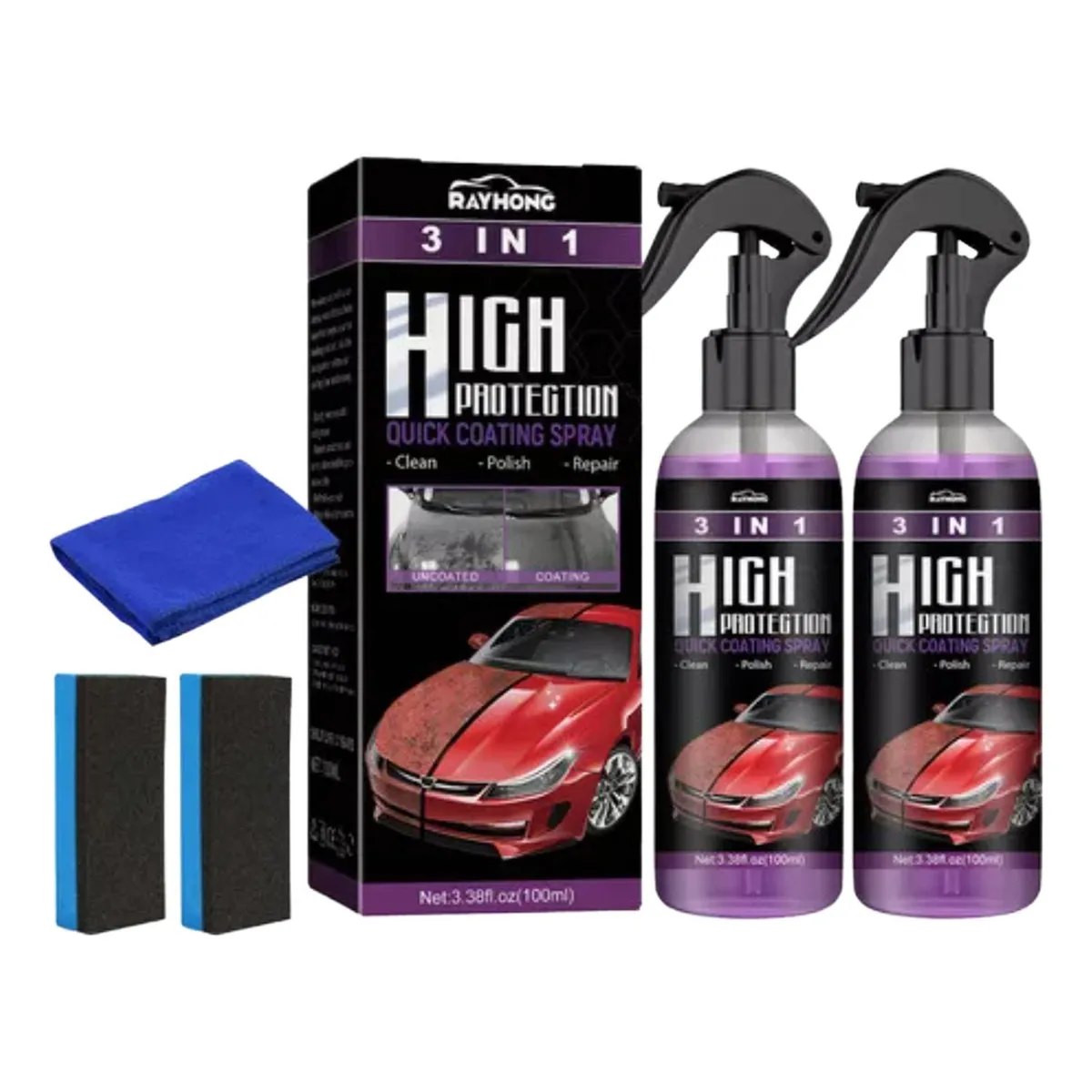 GENERICO - Spray De Revestimiento Cerámico Para Automóviles 3 En 1, 2 U