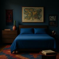 Juego de sábanas Azul Super king 144 hebras Liso