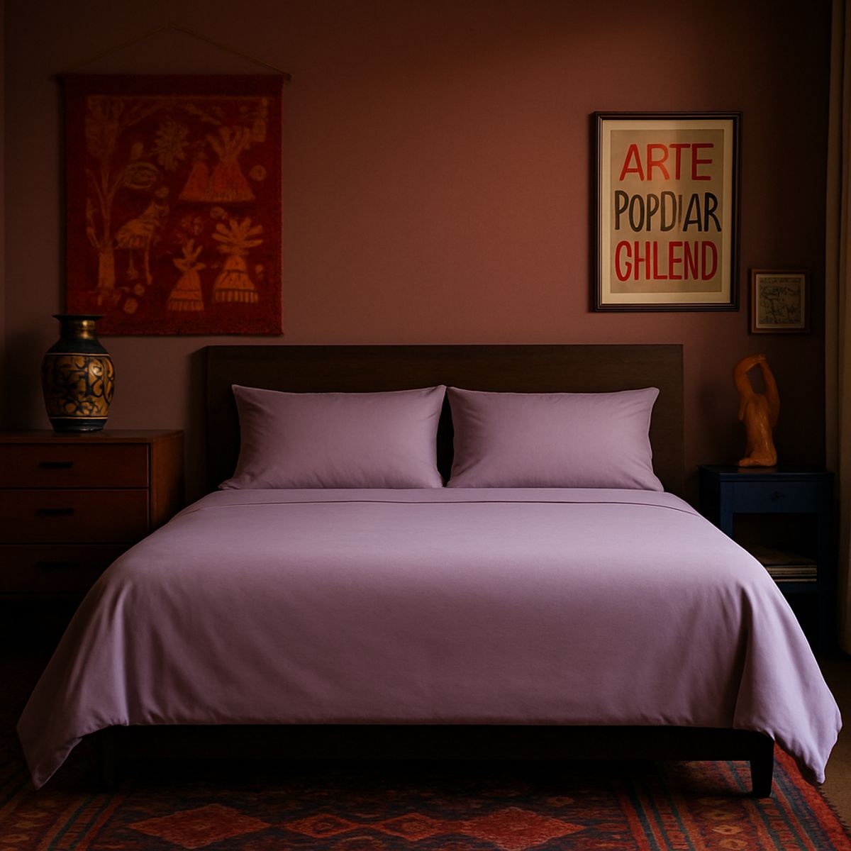 ARMONIA - Set de cama Lila Súper King 144 hebras Sin estampado