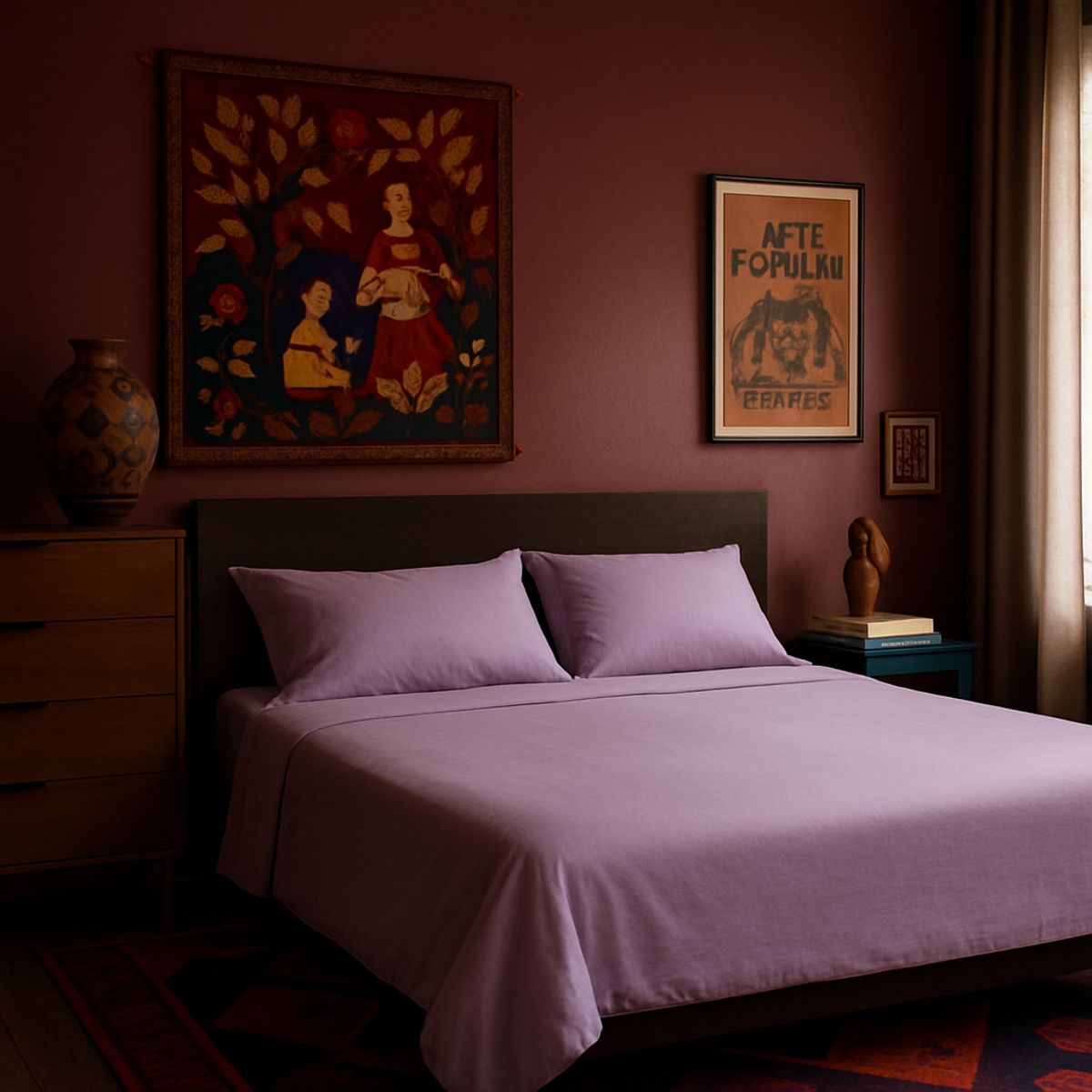 ARMONIA - Sábanas de cama Lila Super king 144 h Sin estampado