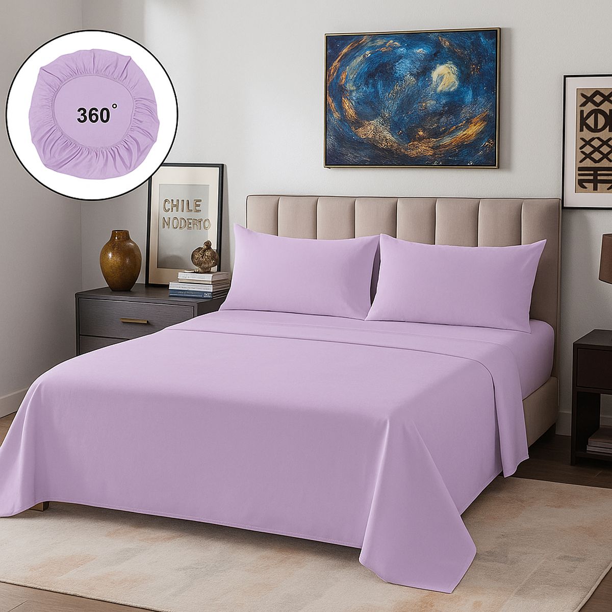 ARMONIA - Ropa de cama Morado Súper King 144 hilos Liso