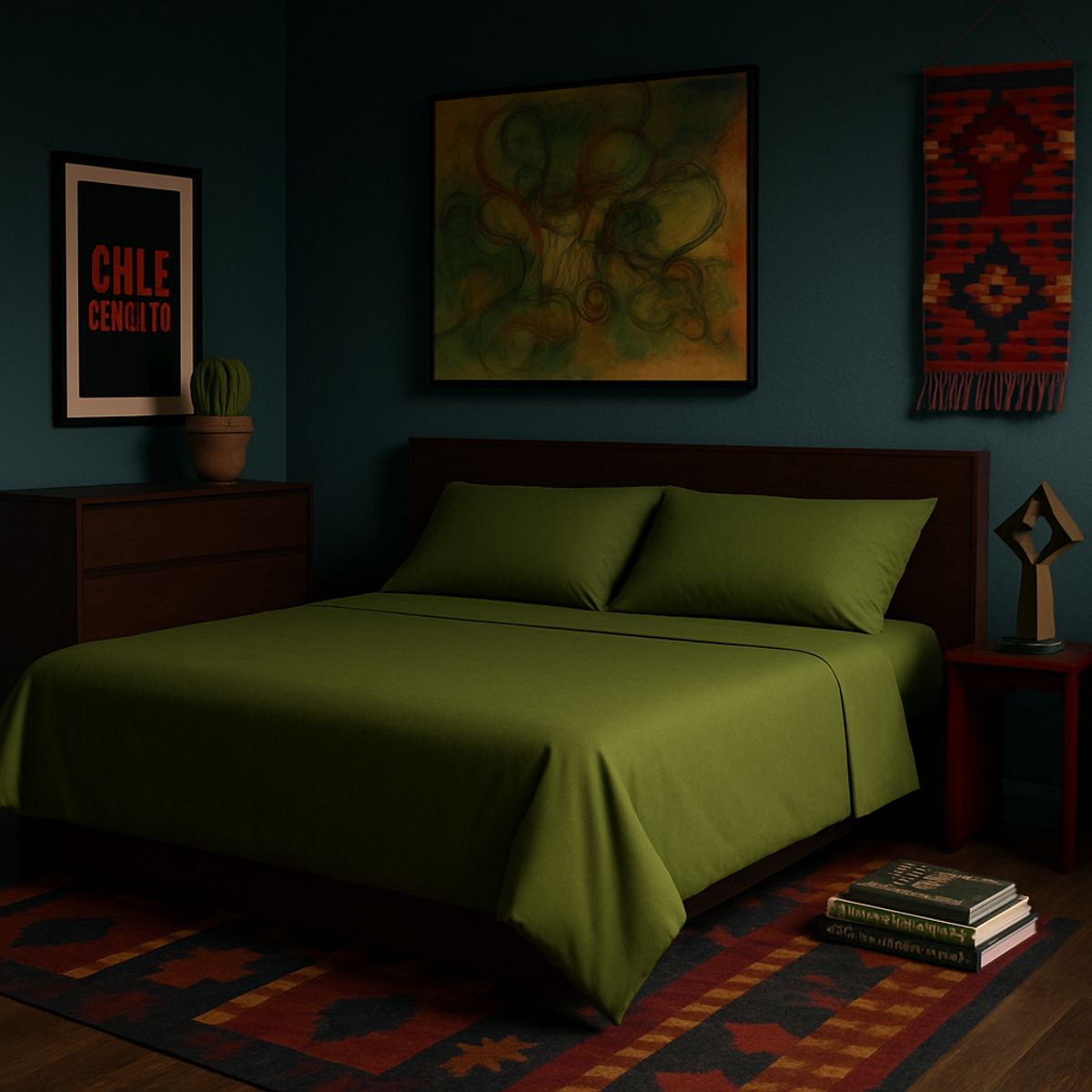 ARMONIA - Set de sábanas Esmeralda Super King 144 hilos Unicolor