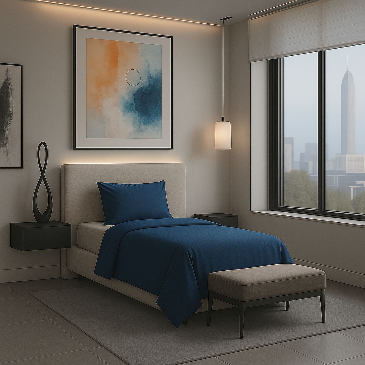 ARMONIA - Juego de Cama Signature 800 Hilos Azul 1½ Plazas Algodón