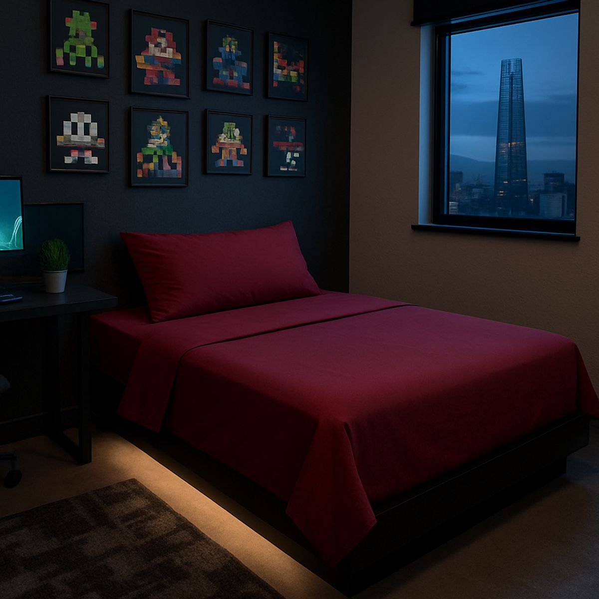 ARMONIA - Set de Cama Signature 800 Hilos Burdeo Plaza y Media Algodón