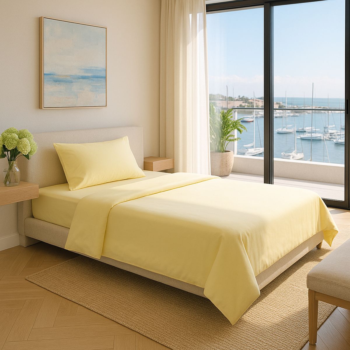 ARMONIA - Conjunto de Sábanas Signature 800 Hilos Amarillo Plaza y Media Suaves