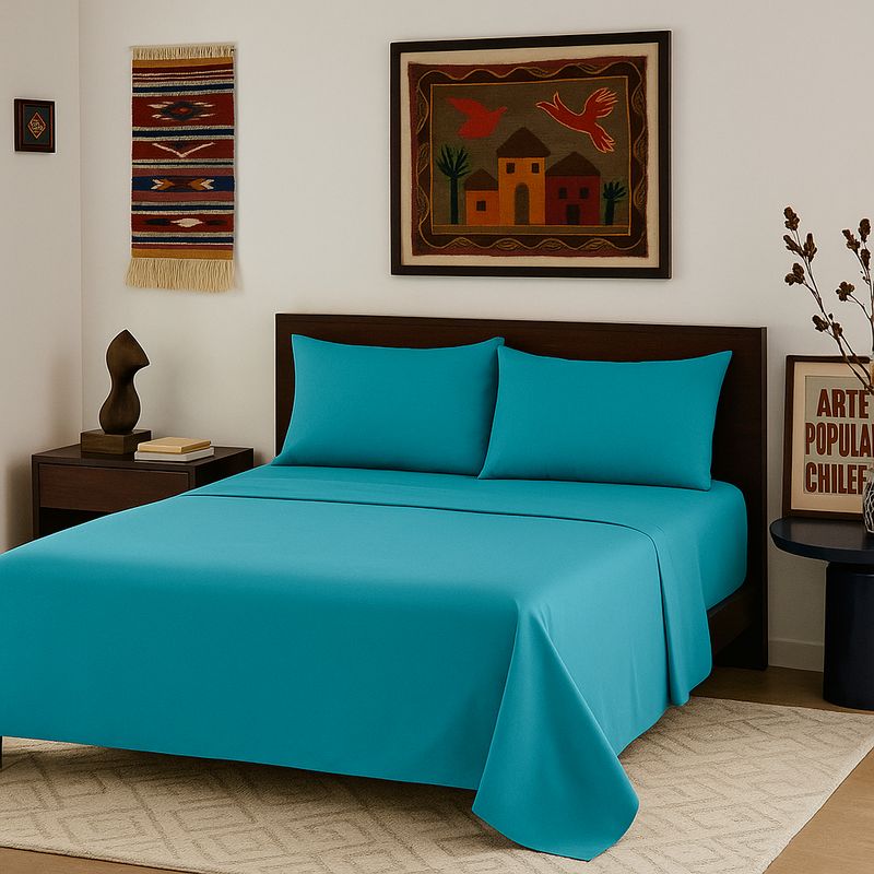 ARMONIA - Juego de cama Celeste Super king 144H Unicolor