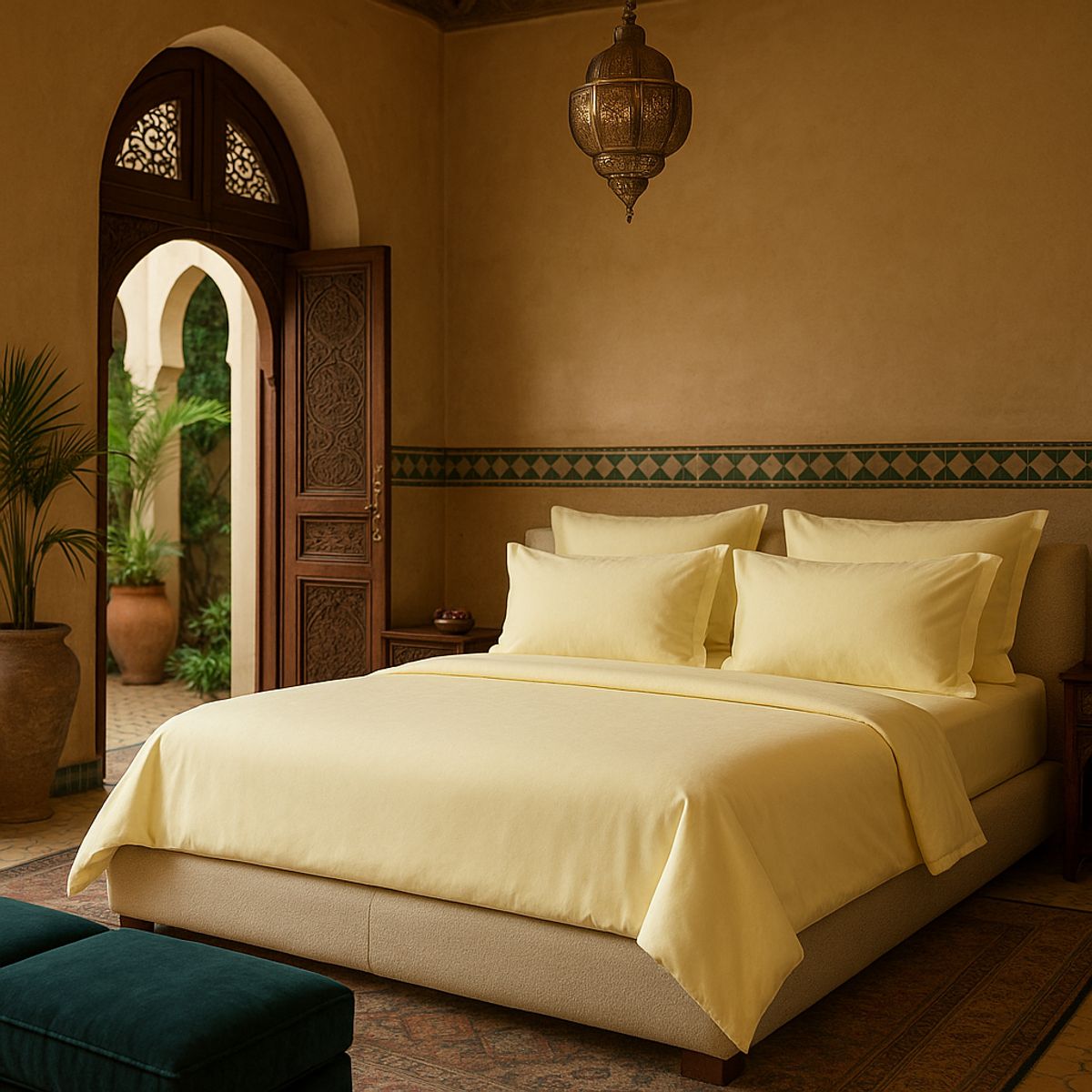 ARMONIA - Set de Sabanas Signature 800 Hilos Amarillo Claro King