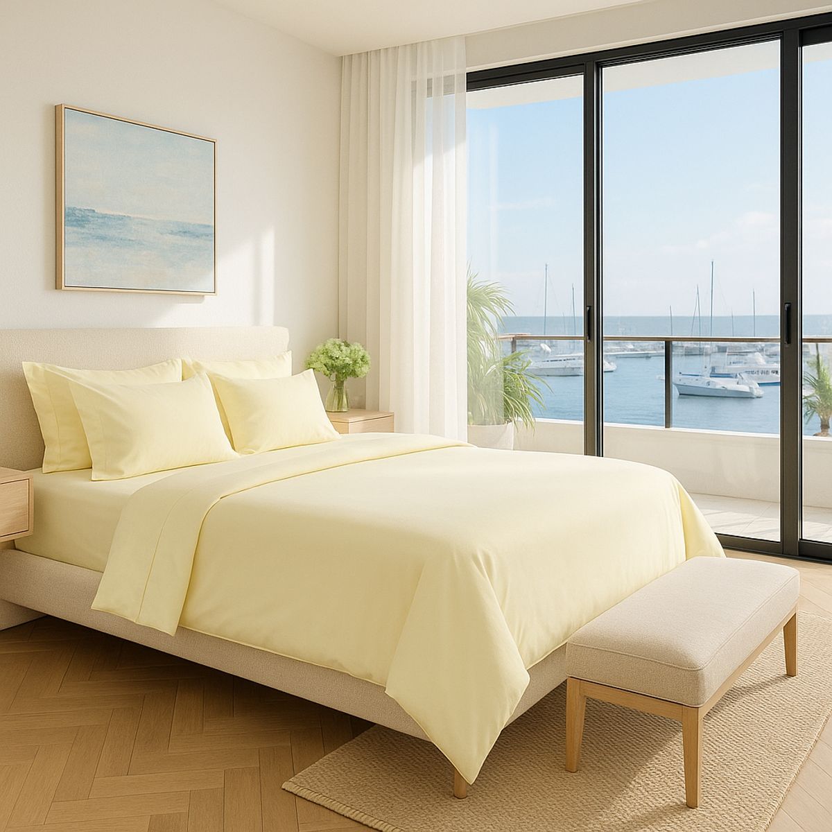 ARMONIA - Set de Sabanas Signature 800 Hilos Amarillo Pastel King