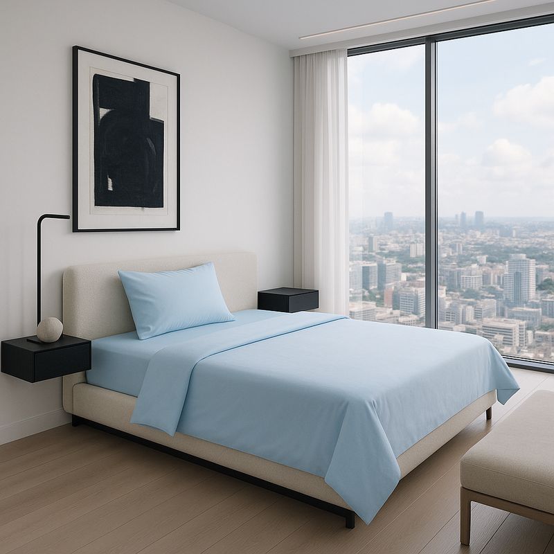 ARMONIA - Conjunto de Sábanas Signature 800 Hilos Azul 1½ Plazas Suaves