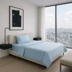 ARMONIA - Conjunto de Sábanas Signature 800 Hilos Azul 1½ Plazas Suaves