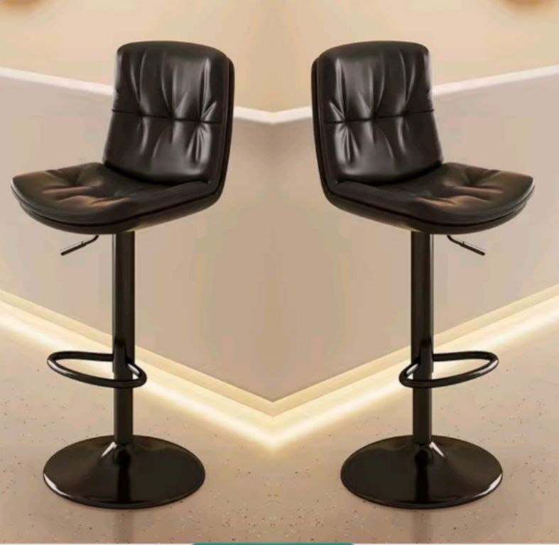 Pack 2 Sillas Bar Nordica Ecocuero Color Negro