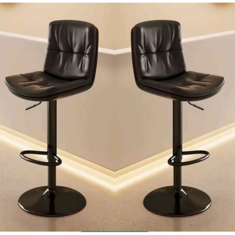 ARTIHOGAR - Pack  2 Sillas Bar  Nordica Ecocuero Color Negro