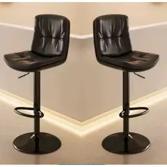 ARTIHOGAR - Pack 2 Sillas Bar Nordica Ecocuero Color Negro