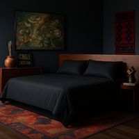 Juego de sábanas Negro Super King size 144 hebras Liso