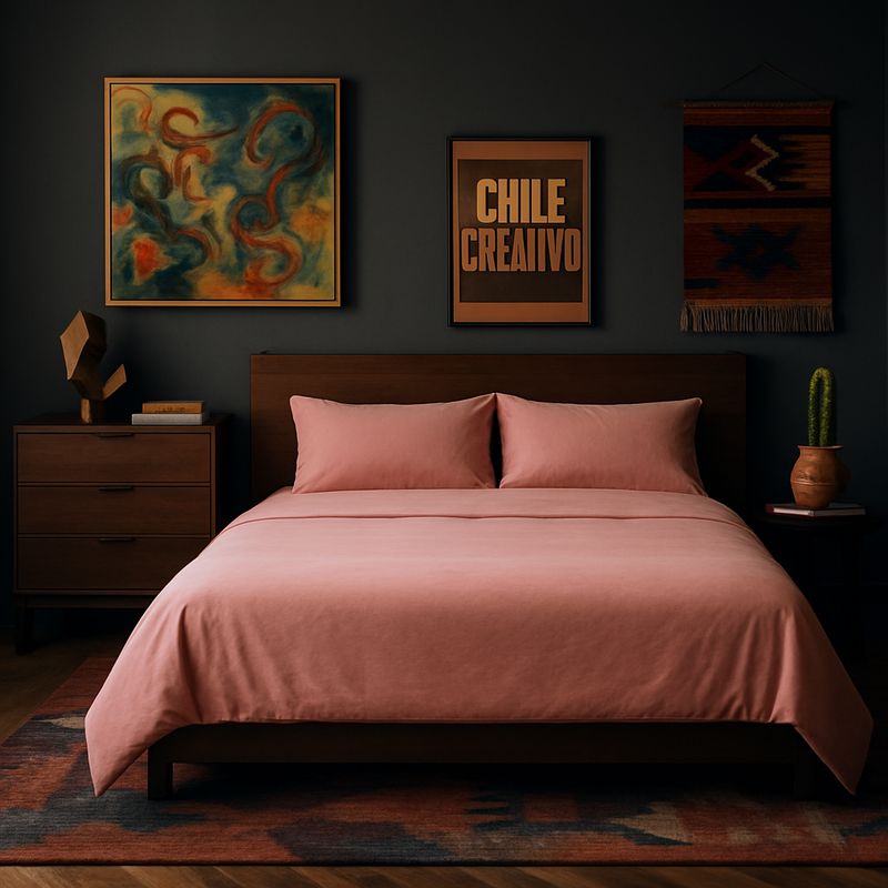 ARMONIA - Conjunto de sábanas Rosado Super King size 144 hilos Liso