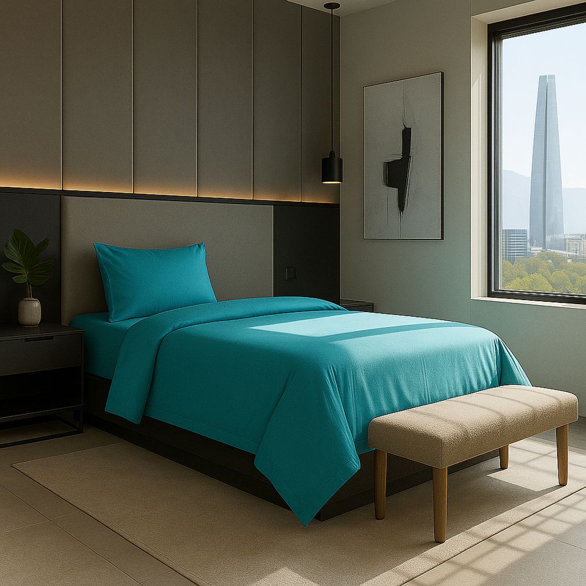 ARMONIA - Set de Cama Signature 800 Hilos Verde 1½ Plazas Premium